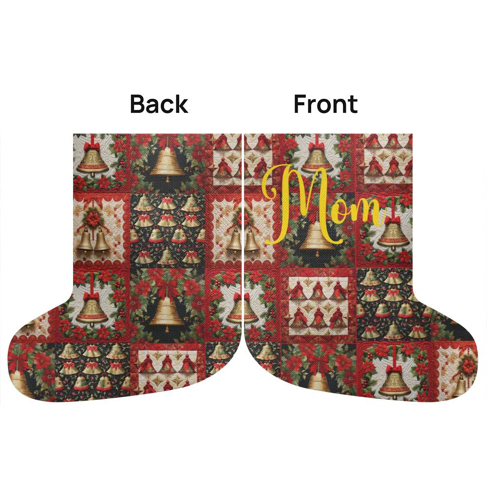 Mom Gold Font Stocking