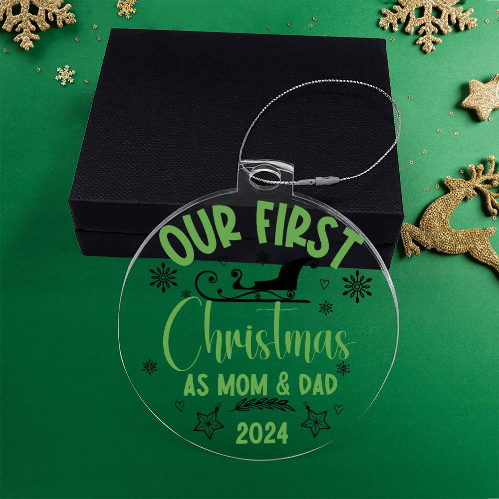Our First Christmas as Mom & Dad - Ornament Green