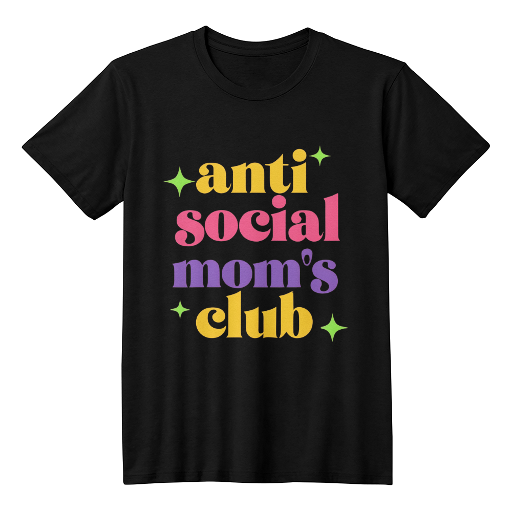 anti social mom's club - t shirt front print