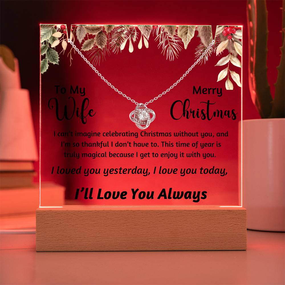 To My Wife - I can't imagine celebrating Christmas without you - Acrylic Bundle Love Knot Necklace