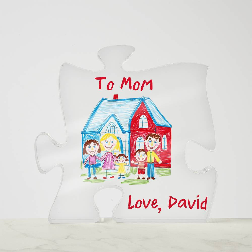 Personalized Acrylic Puzzle Plaque Printed With Child's Artwork.