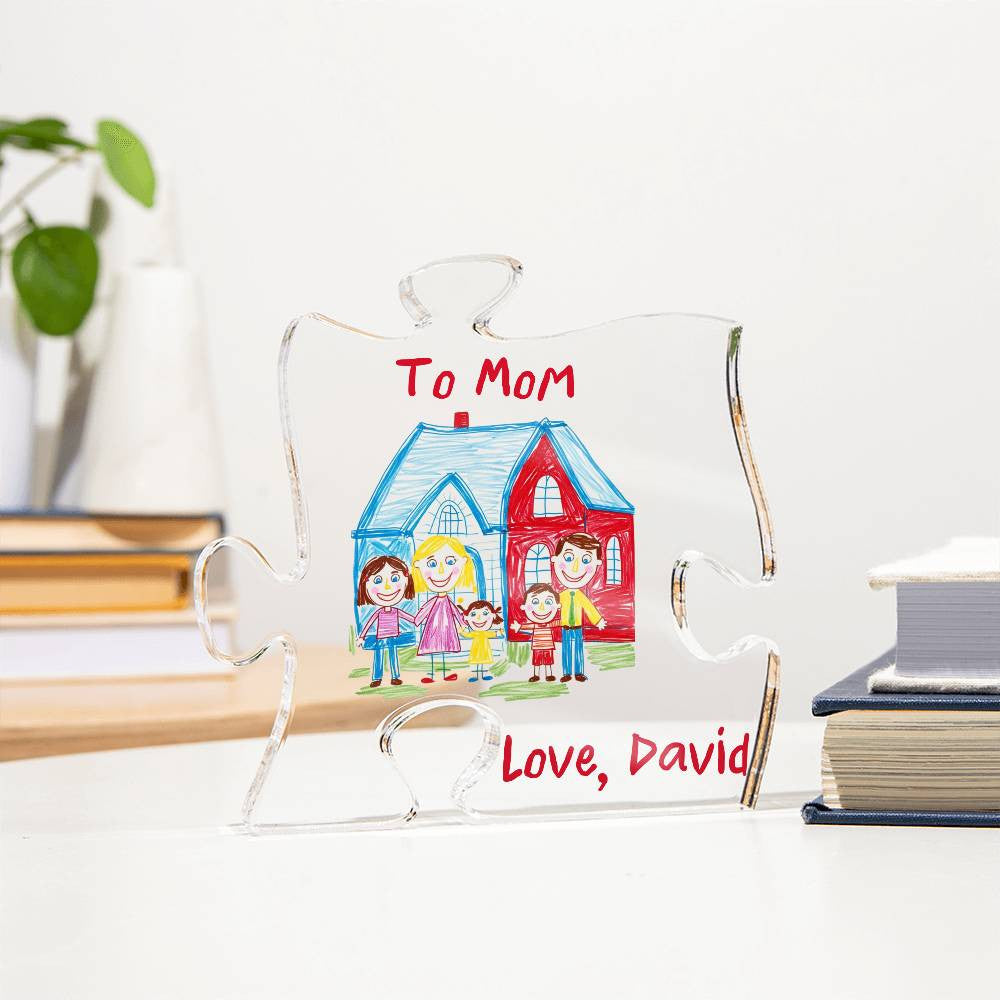 Personalized Acrylic Puzzle Plaque Printed With Child's Artwork.