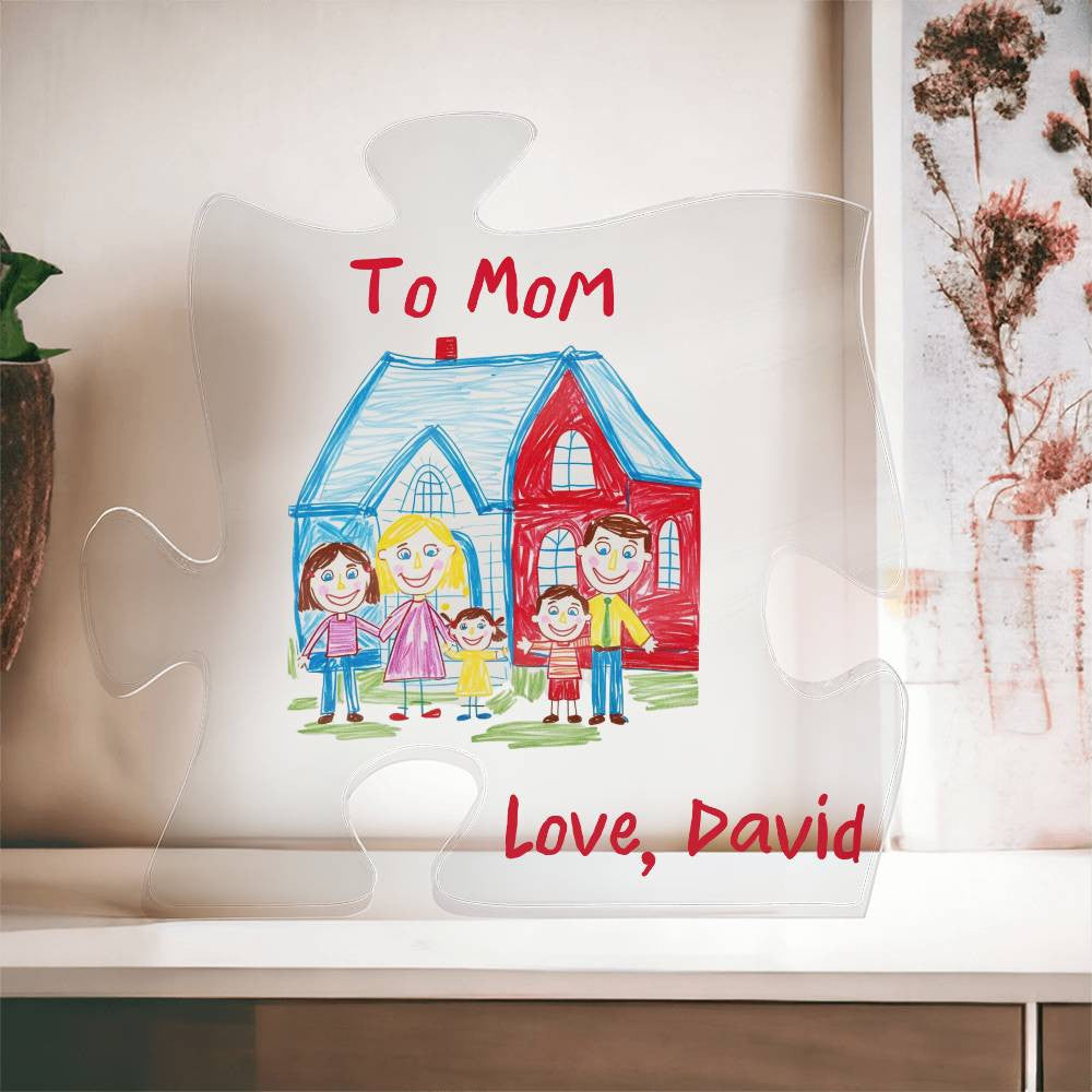 Personalized Acrylic Puzzle Plaque Printed With Child's Artwork.
