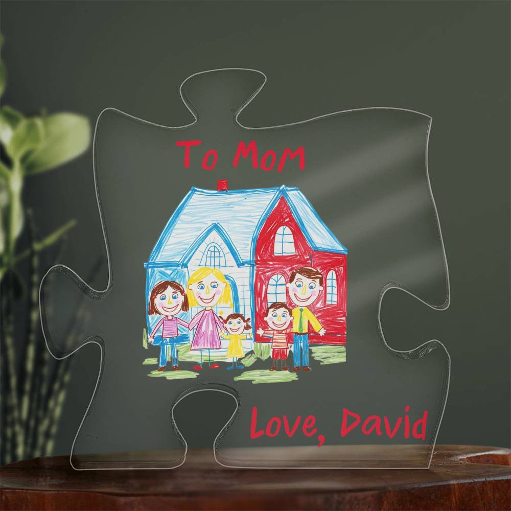Personalized Acrylic Puzzle Plaque Printed With Child's Artwork.