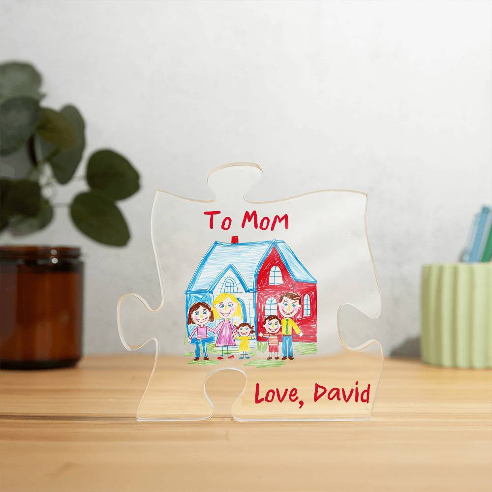 Personalized Acrylic Puzzle Plaque Printed With Child's Artwork.
