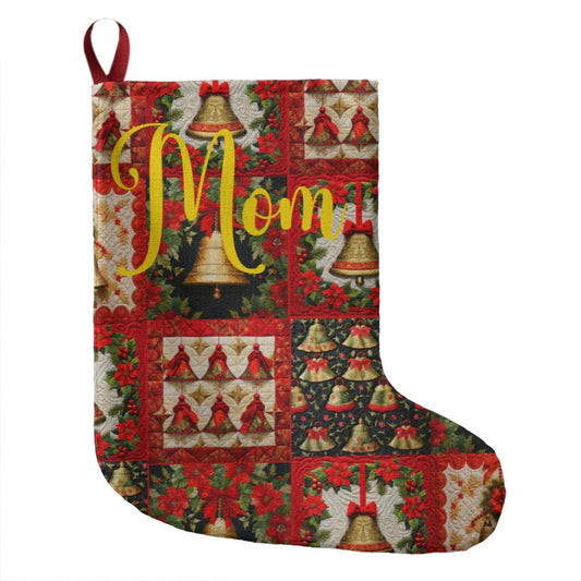 Mom Gold Font Stocking