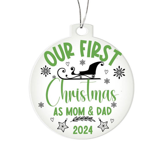 Our First Christmas as Mom & Dad - Ornament Green