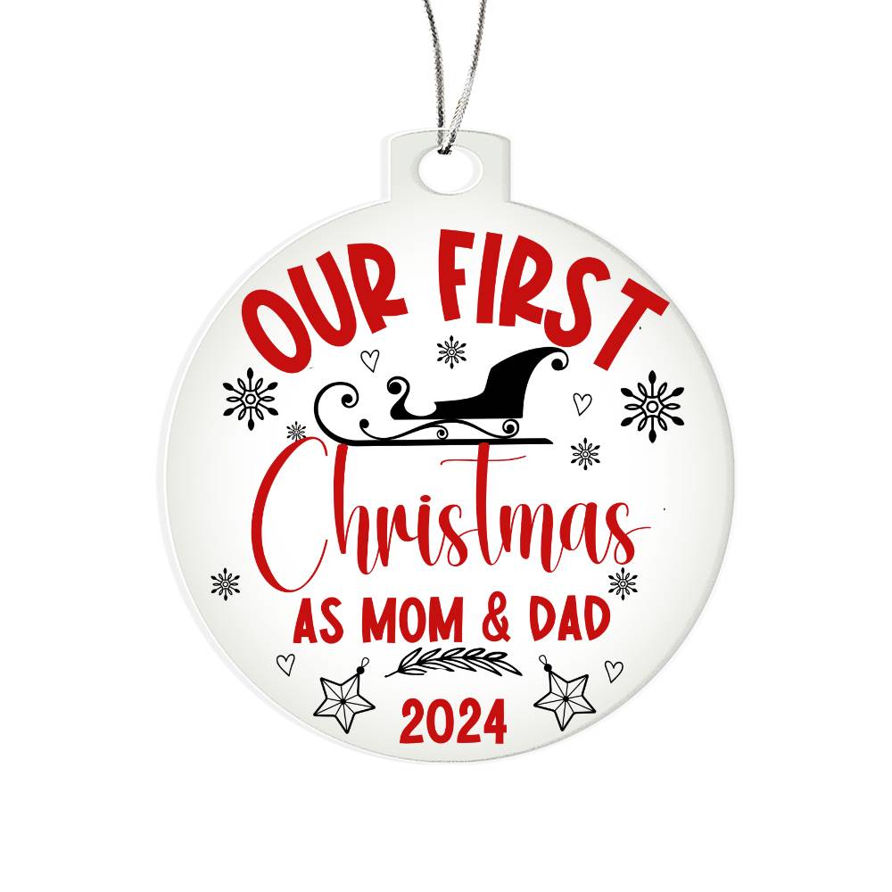 Our First Christmas as Mom & Dad - Ornament Red