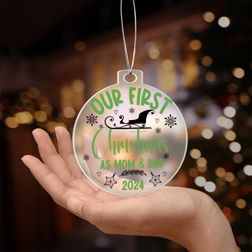 Our First Christmas as Mom & Dad - Ornament Green