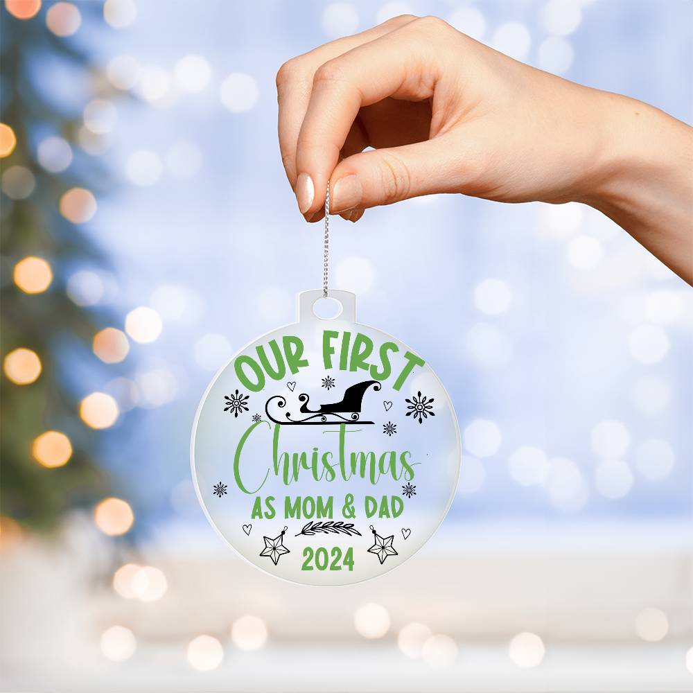 Our First Christmas as Mom & Dad - Ornament Green