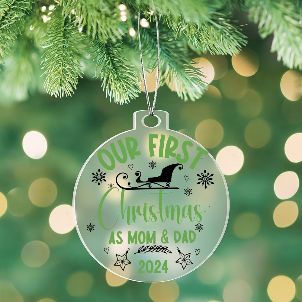 Our First Christmas as Mom & Dad - Ornament Green