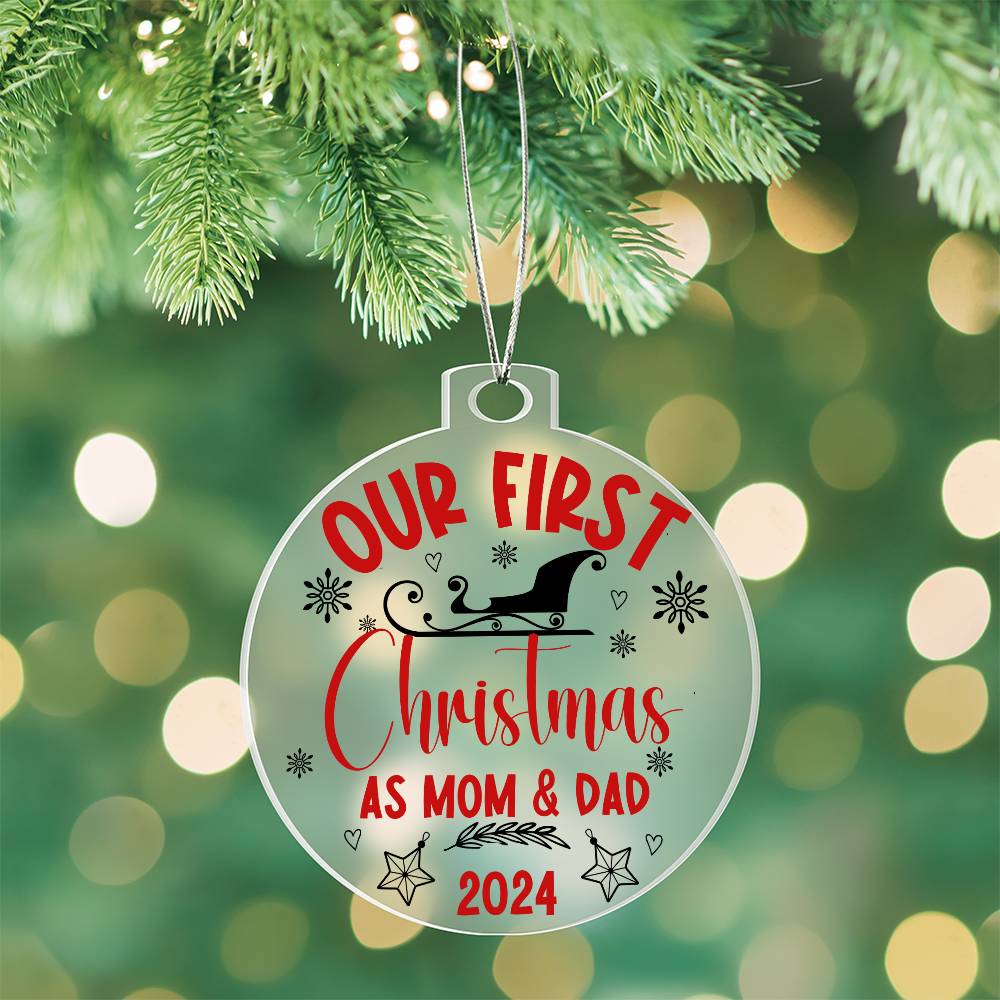 Our First Christmas as Mom & Dad - Ornament Red