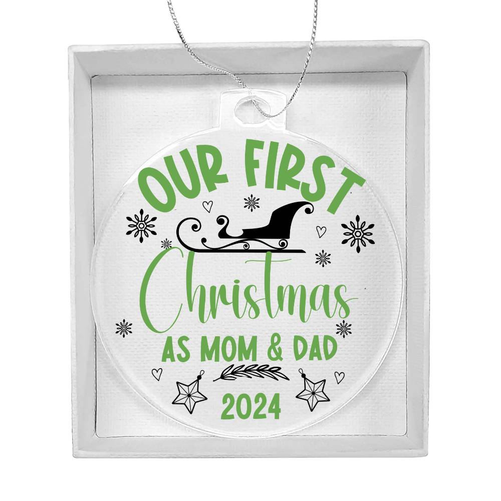 Our First Christmas as Mom & Dad - Ornament Green