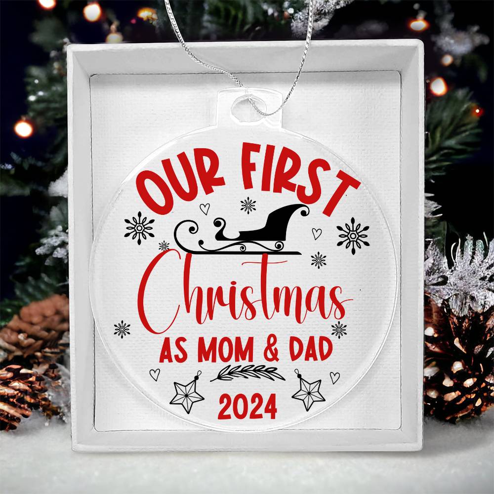 Our First Christmas as Mom & Dad - Ornament Red