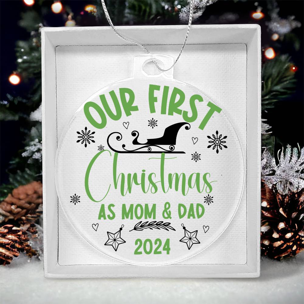Our First Christmas as Mom & Dad - Ornament Green