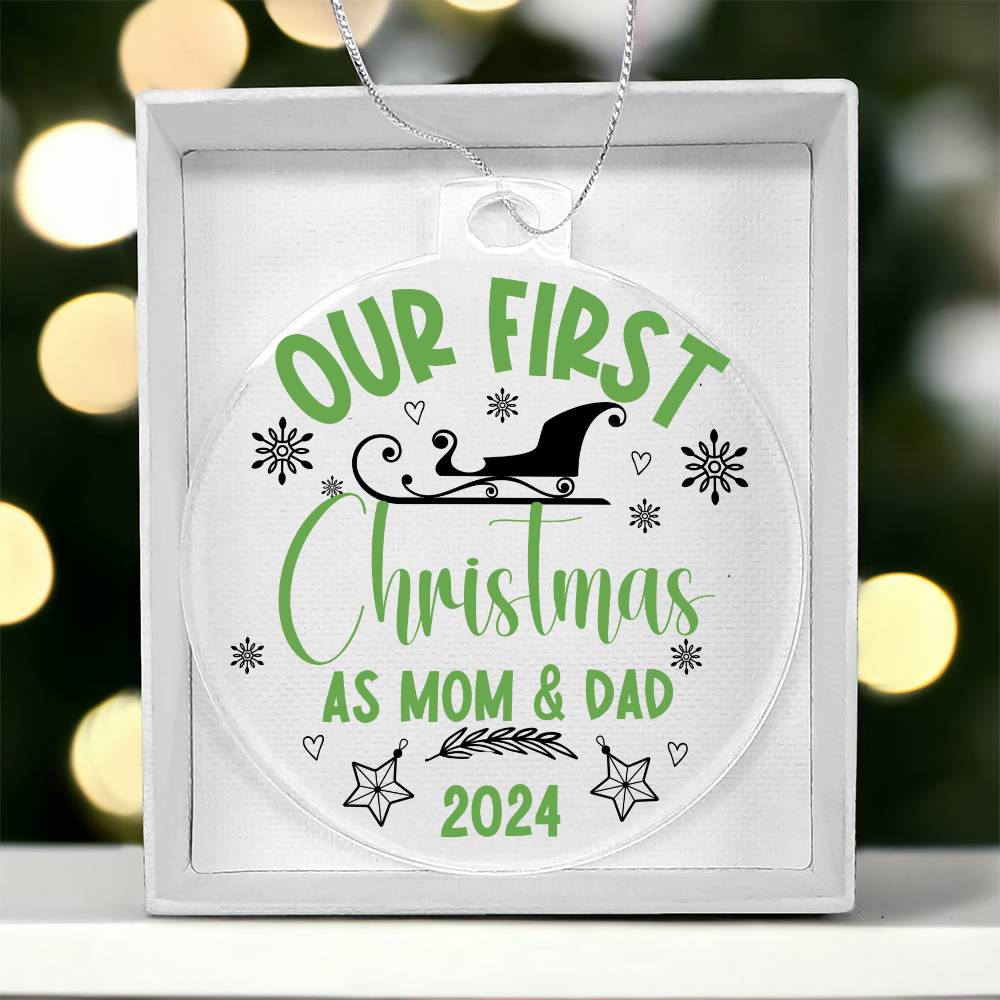 Our First Christmas as Mom & Dad - Ornament Green