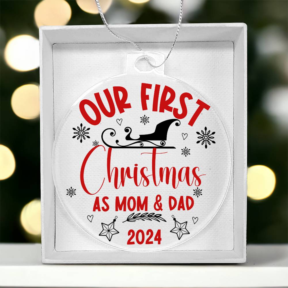 Our First Christmas as Mom & Dad - Ornament Red