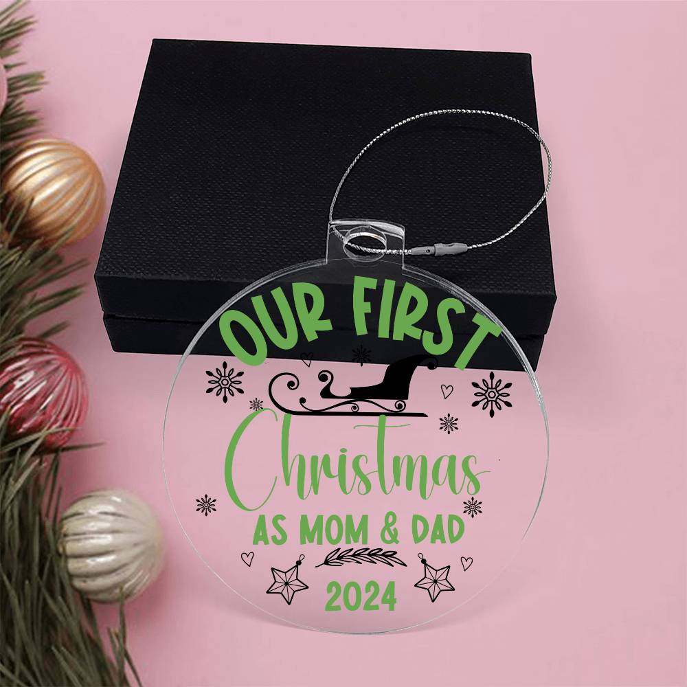 Our First Christmas as Mom & Dad - Ornament Green