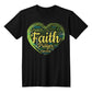 Faith Based Word Cloud Green Heart - Bella + Canvas 3001 Jersey Tee