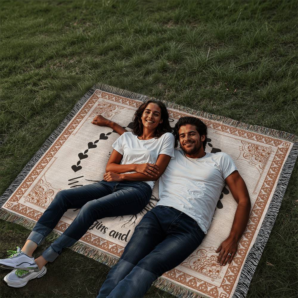 FAMILY WHERE LIFE BEGINS AND LOVE NEVER ENDS - WOVEN BLANKET