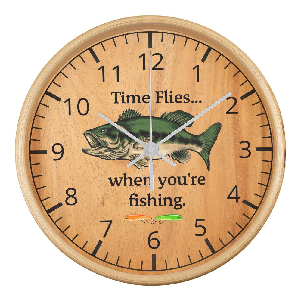 Time Flies When You're Fishing - Clock