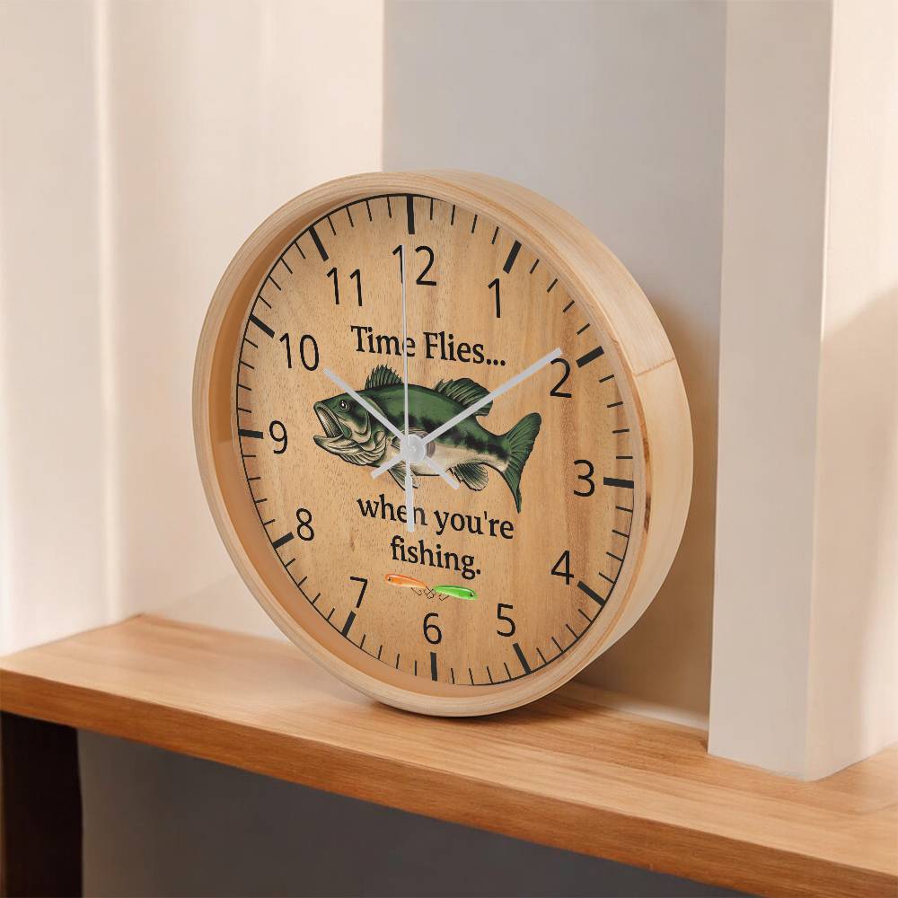 Time Flies When You're Fishing - Clock