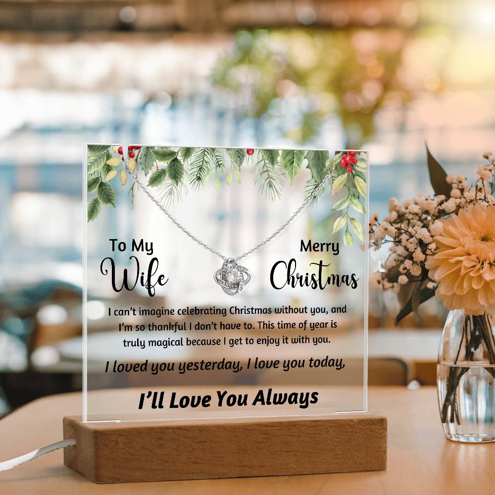 To My Wife - I can't imagine celebrating Christmas without you - Acrylic Bundle Love Knot Necklace