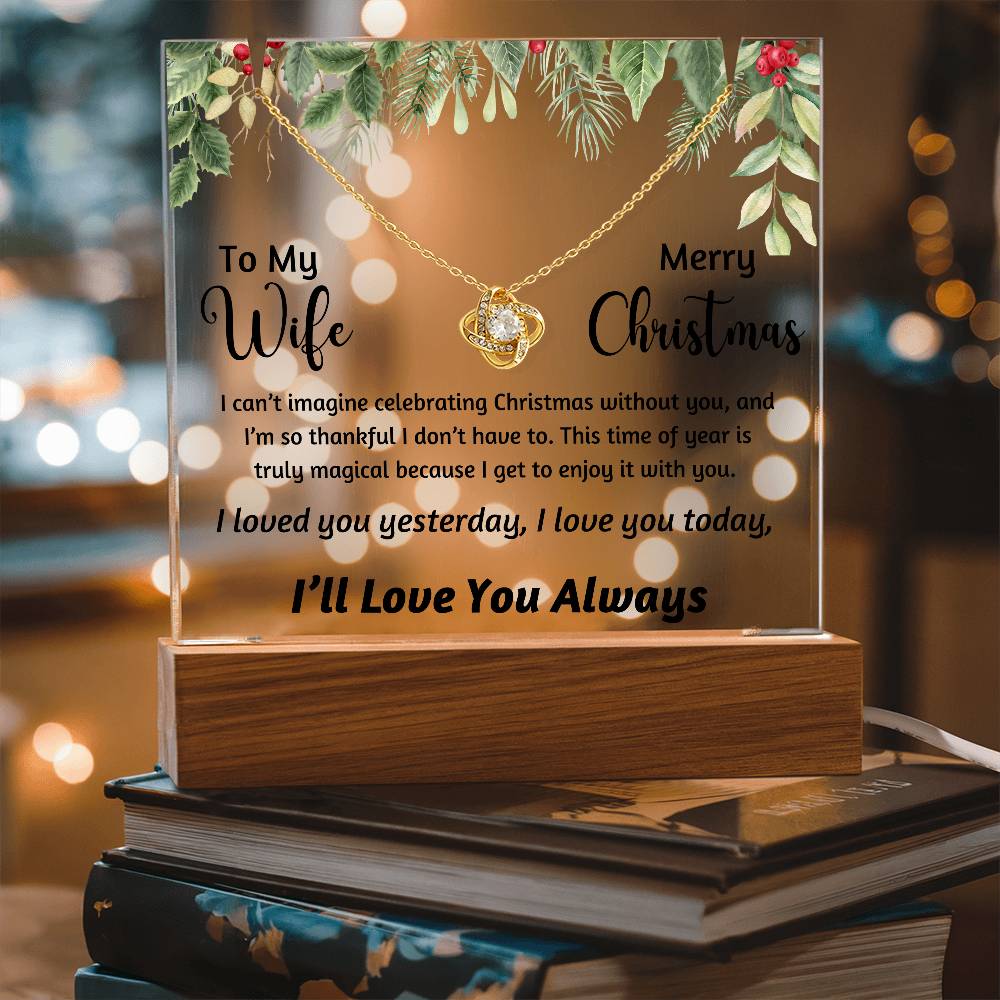 To My Wife - I can't imagine celebrating Christmas without you - Acrylic Bundle Love Knot Necklace