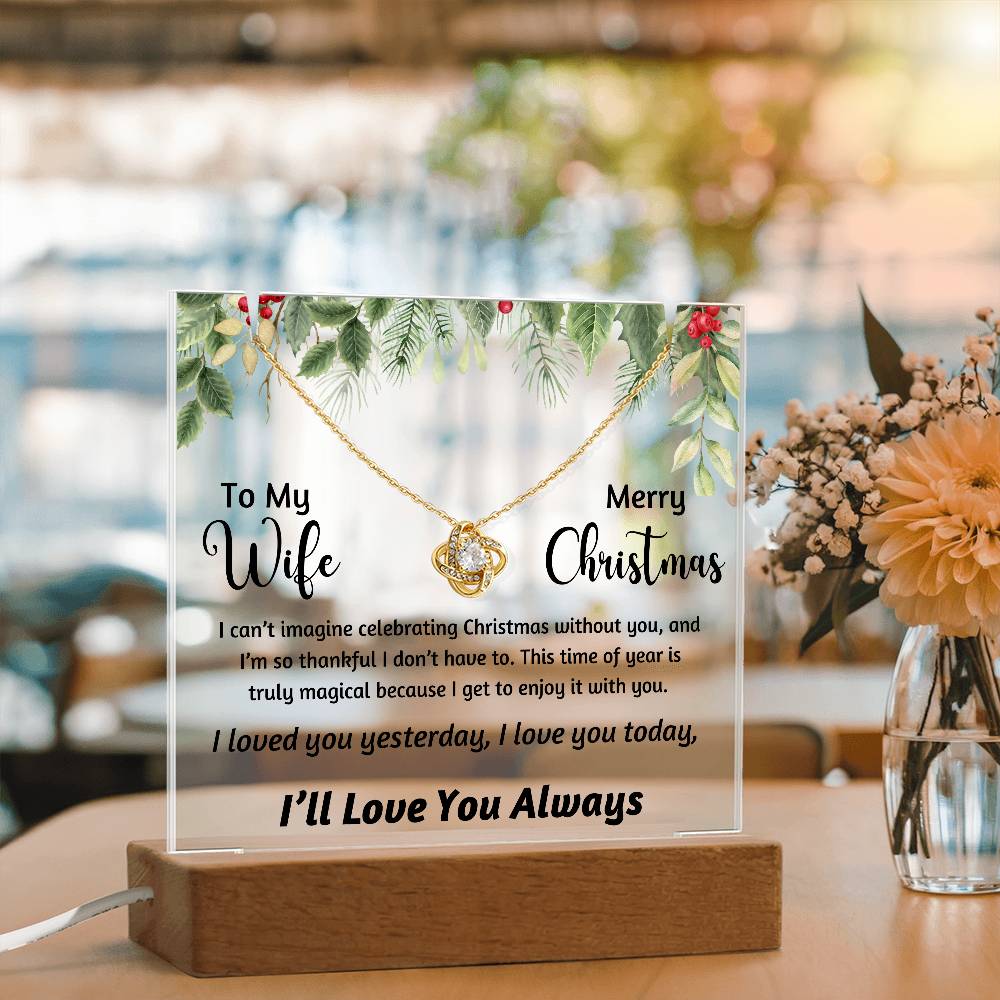 To My Wife - I can't imagine celebrating Christmas without you - Acrylic Bundle Love Knot Necklace