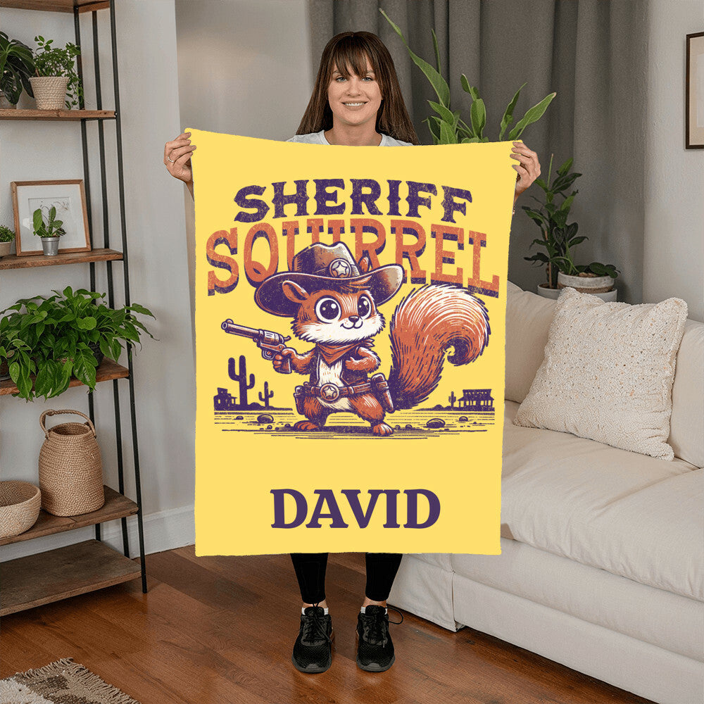Personalized Sheriff Squirrel - Mink Touch Fleece Blanket