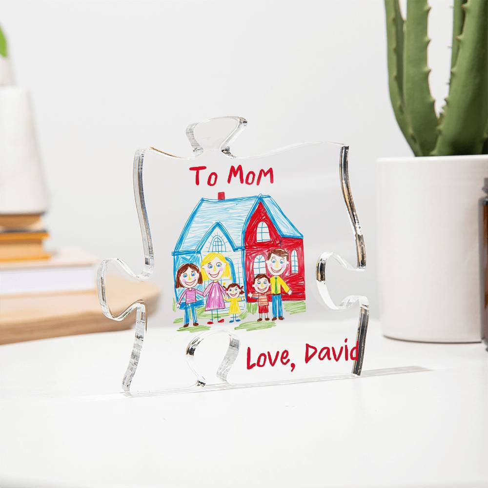 Personalized Acrylic Puzzle Plaque Printed With Child's Artwork.